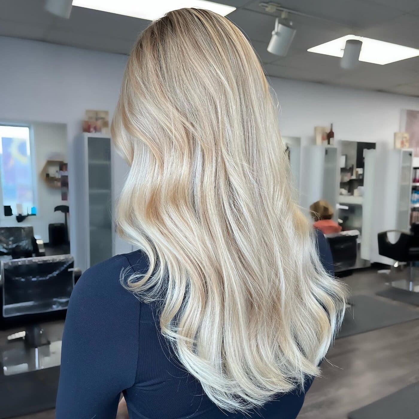 Blonde highlights, long layers