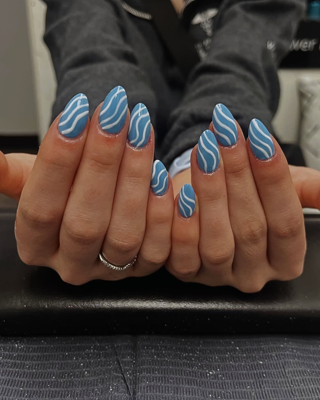Blue swirl custom nail art