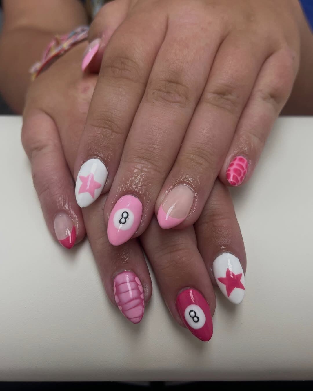Pink themed nail art